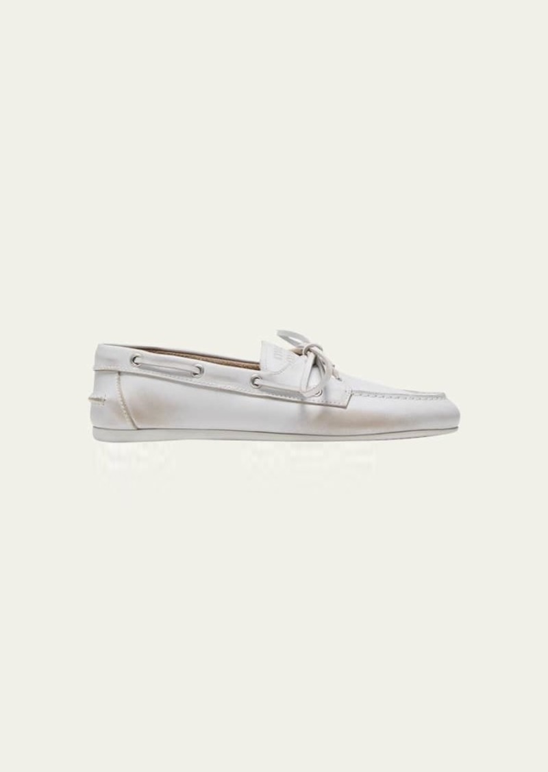 Miu Miu Leather Lace-Up Moccasins