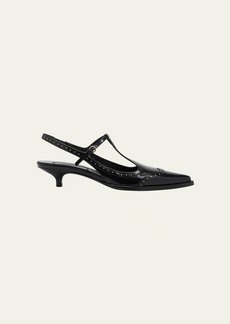 Miu Miu Leather Wing-Tip Mary Jane Slingback Pumps