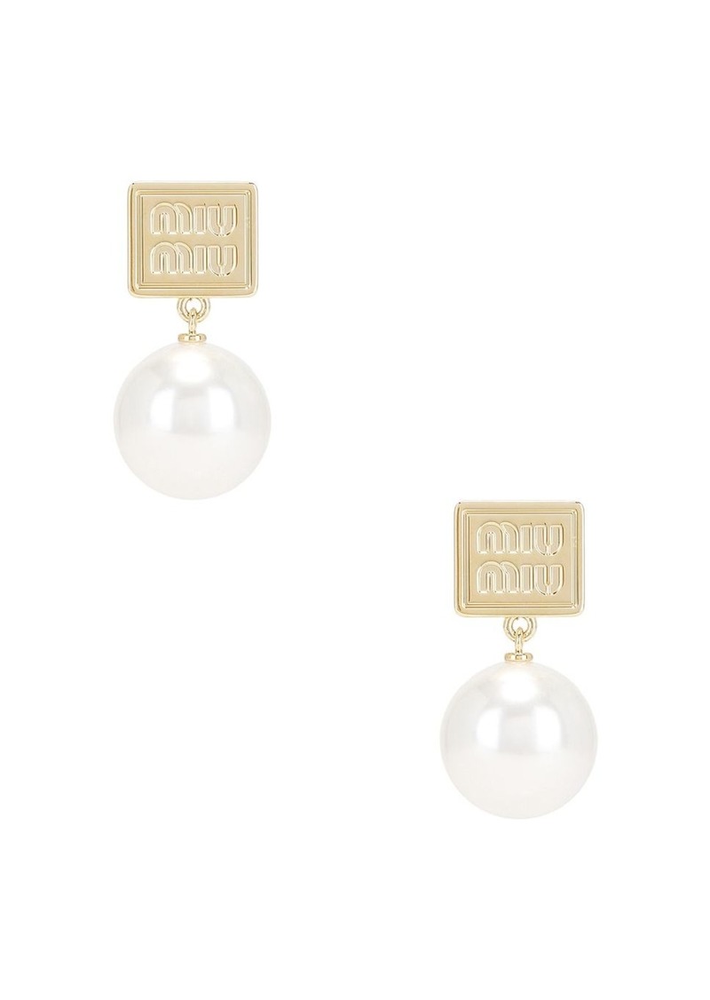 Miu Miu Logo Drop Earrings