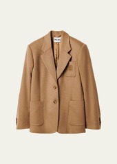 Miu Miu Logo Embroidered Camel Hair Jacket