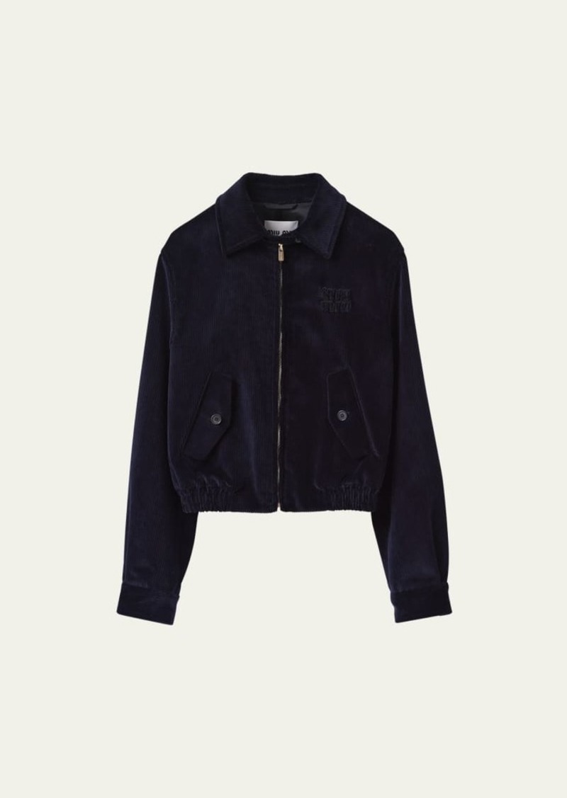 Miu Miu Logo-Embroidered Corduroy Jacket