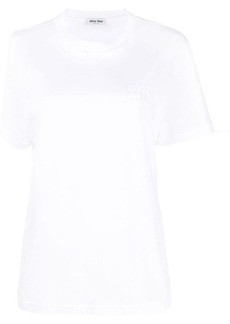 MIU MIU logo-embroidered cotton T-shirt