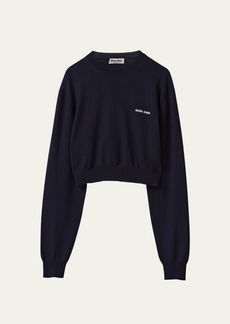 Miu Miu Logo Embroidered Crop Sweater