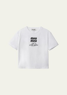 Miu Miu Logo-Embroidered Jersey T-Shirt