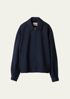 Miu Miu Logo-Embroidered Zip Up Wool Bomber Jacket
