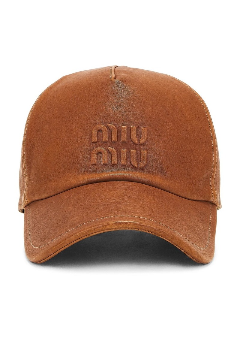 Miu Miu Logo Leather Hat