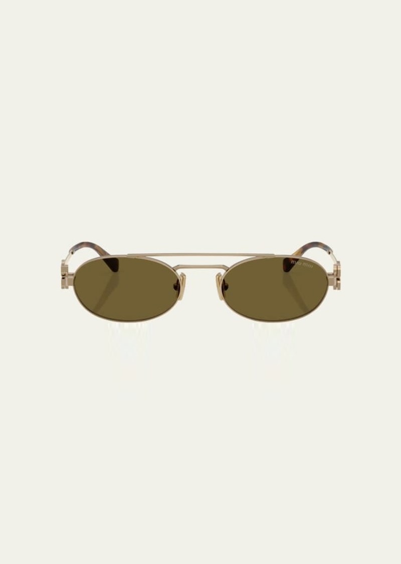 Miu Miu Logo Metal Oval Sunglasses