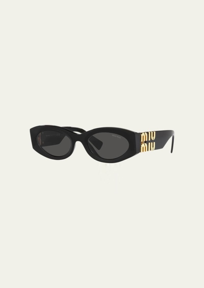 Miu Miu Logo Oval Acetate Sunglasses