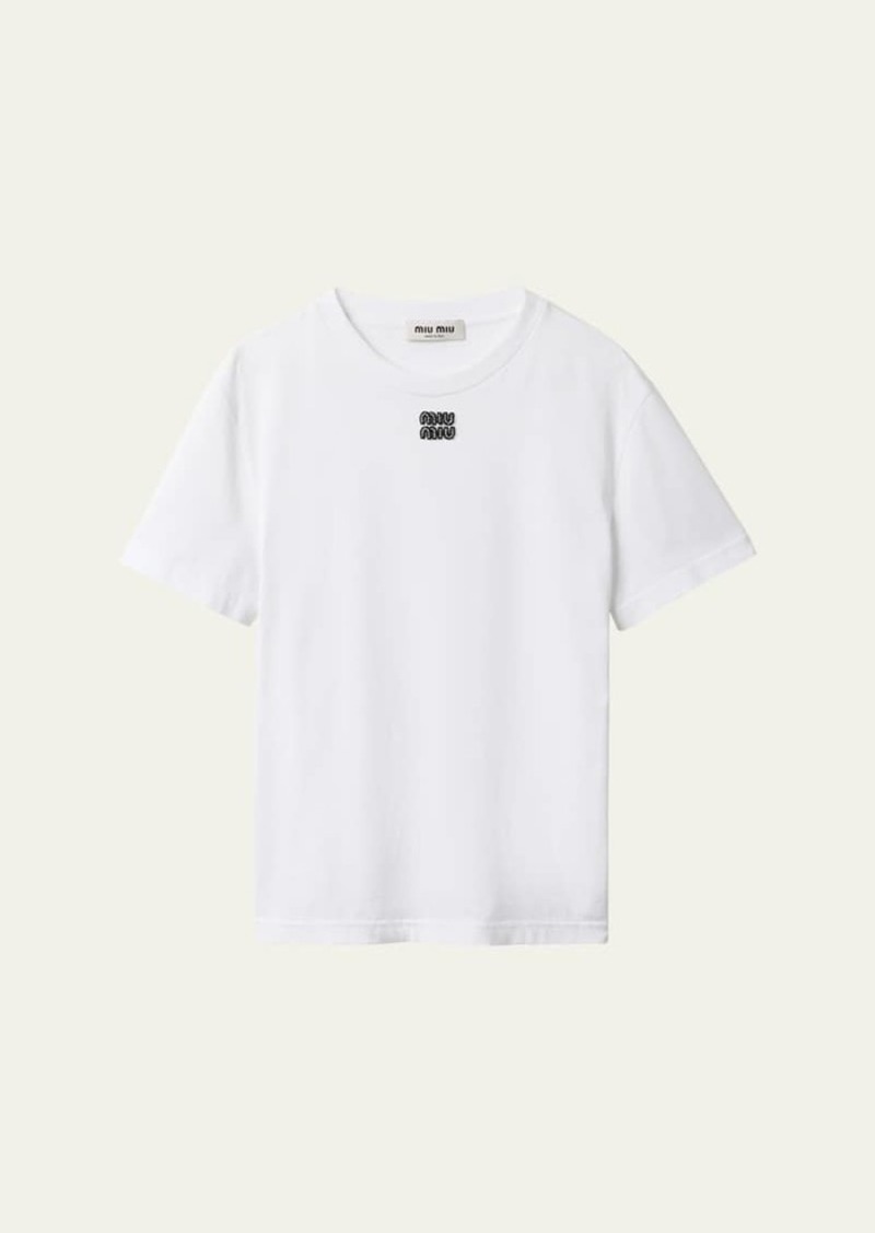 Miu Miu Logo Oversized Jersey T-Shirt