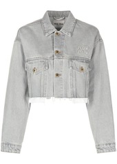 MIU MIU logo-patch cotton denim jacket