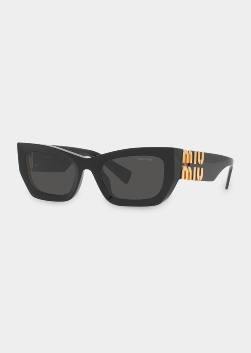 Miu Miu Logo Rectangle Acetate Sunglasses