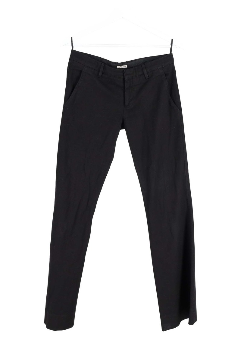 Miu Miu Low Waist Trousers in Black Cotton