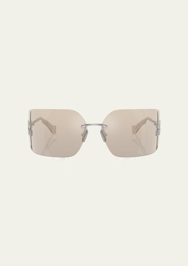 Miu Miu Metal Rimless Wrap Sunglasses