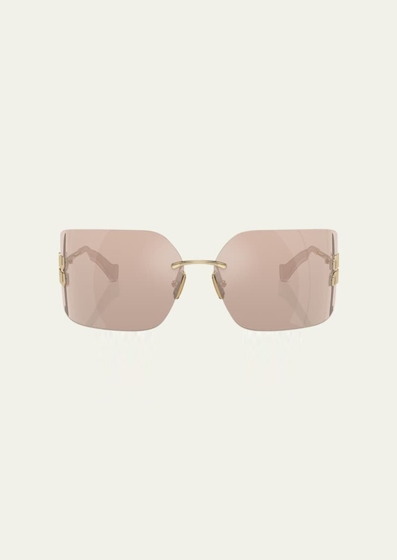 Miu Miu Metal Rimless Wrap Sunglasses