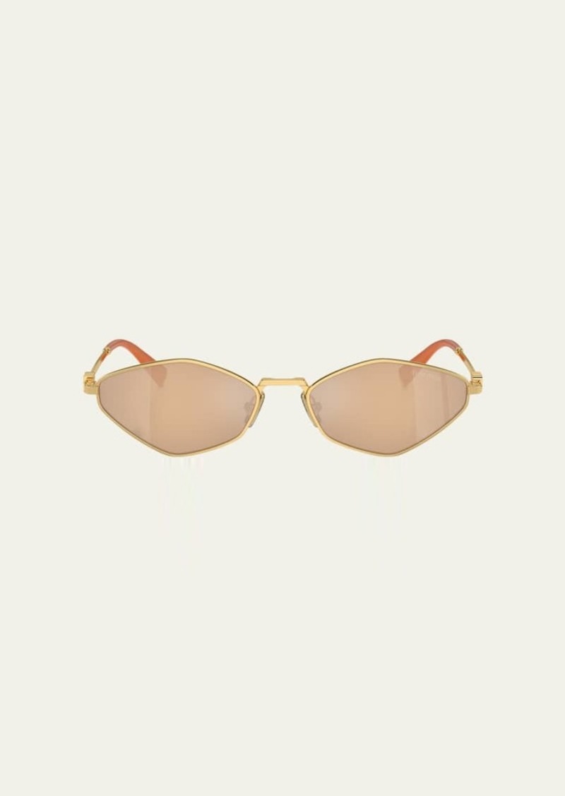 Miu Miu Mirrored Geometric Metal & Plastic Oval Sunglasses