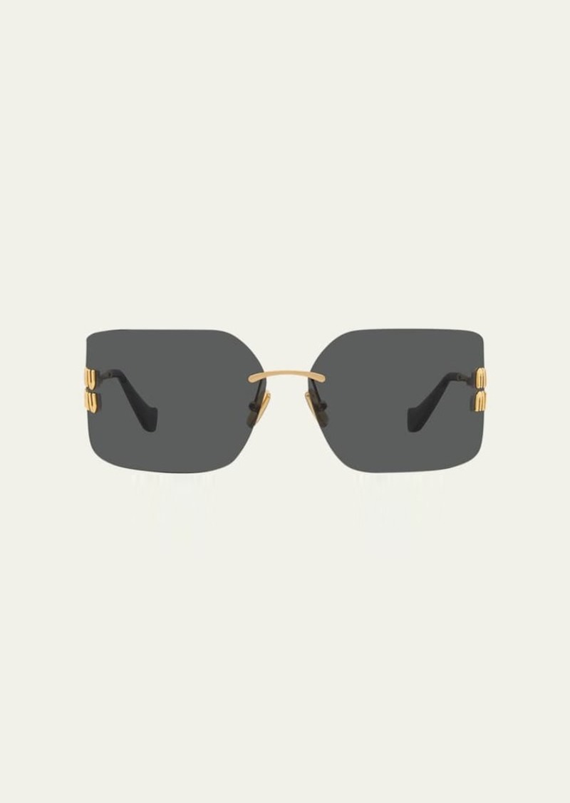 Miu Miu MU 54YS 80 Rimless Titanium Wrap Sunglasses