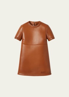 Miu Miu Nappa Leather Short-Sleeve Mini Dress