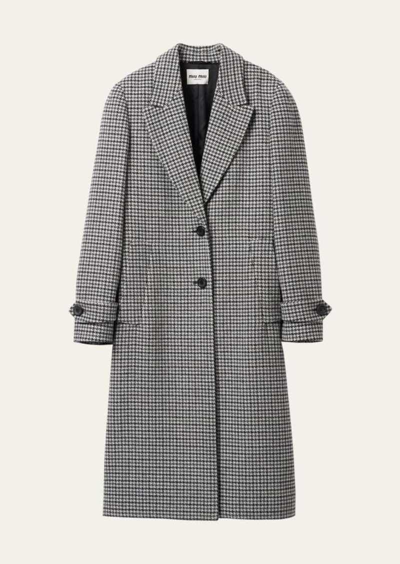 Miu Miu Oversized Houndstooth Check Wool Coat