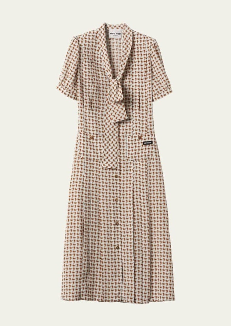 Miu Miu Paisley Print Shirtdress with Tie Neck