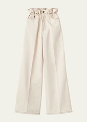 Miu Miu Paperbag Wide-Leg Denim Pants