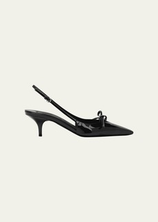 Miu Miu Patent Bow Kitten-Heel Slingback Pumps