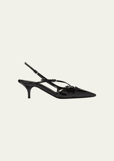 Miu Miu Patent Buckle-Trio Slingback Pumps