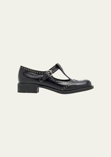 Miu Miu Perforated Leather Mary Jane Loafers