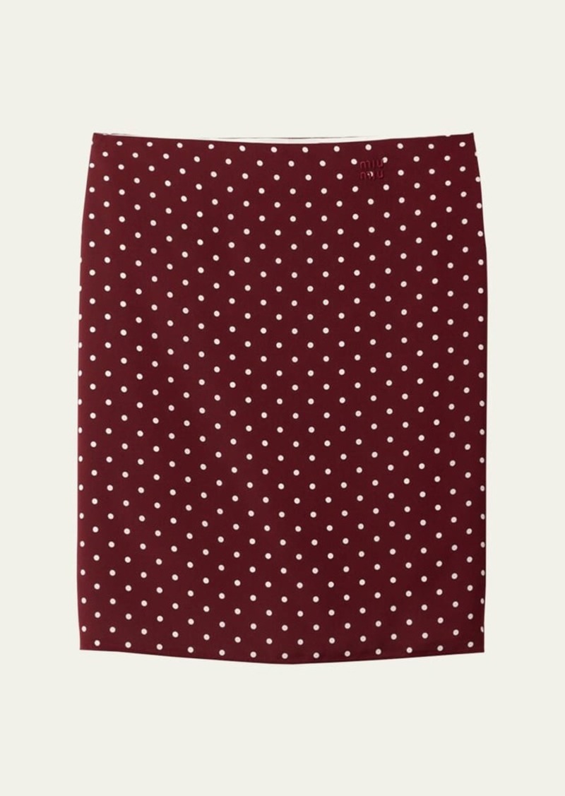 Miu Miu Polka Dot Crepe de Chine Skirt