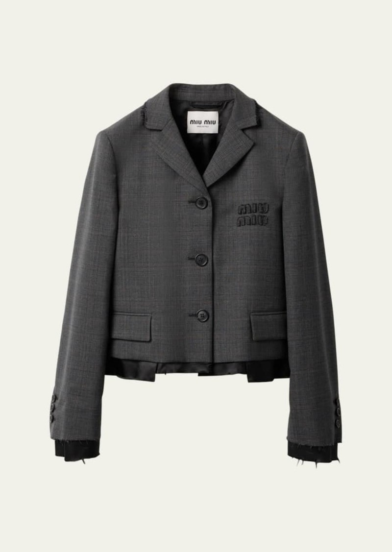 Miu Miu Prince of Wales Check Cropped Wool Blazer