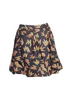 Miu Miu Printed Mini Skirt in Black Silk