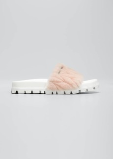 Miu Miu Quilted Shearling Slide Sandals