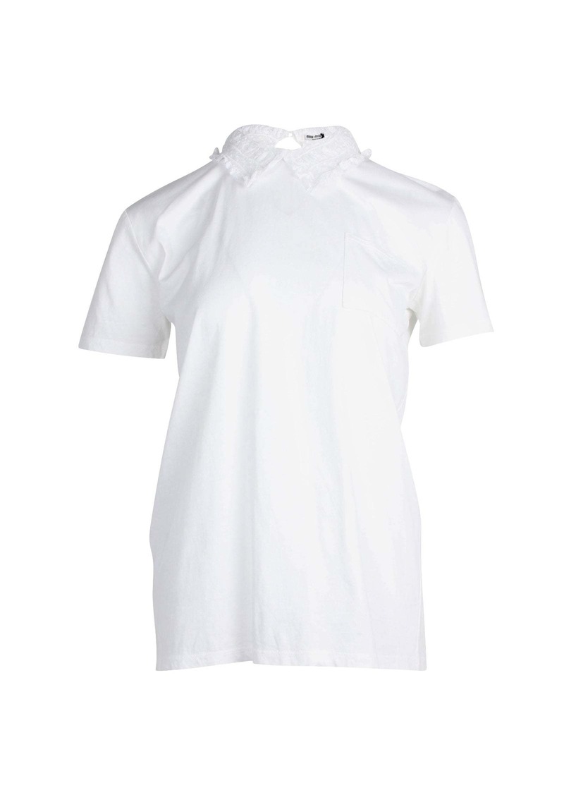 Miu Miu Ruffled Collar Shirt in White Cotton