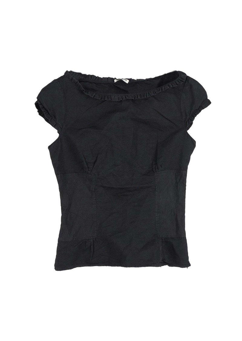 Miu Miu Ruffled Top in Black Silk