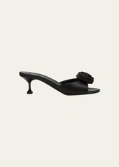Miu Miu Satin Rose Kitten-Heel Slide Sandals
