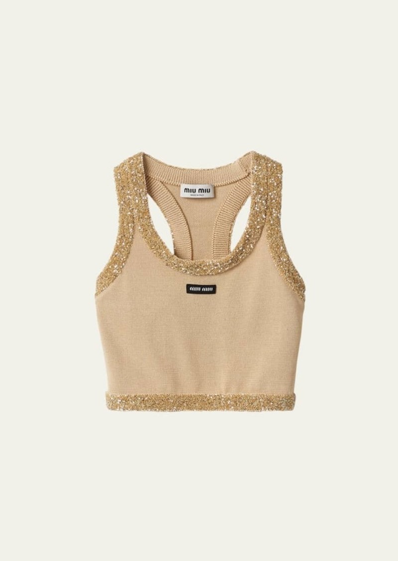 Miu Miu Sequined Knit Crop Tank Top