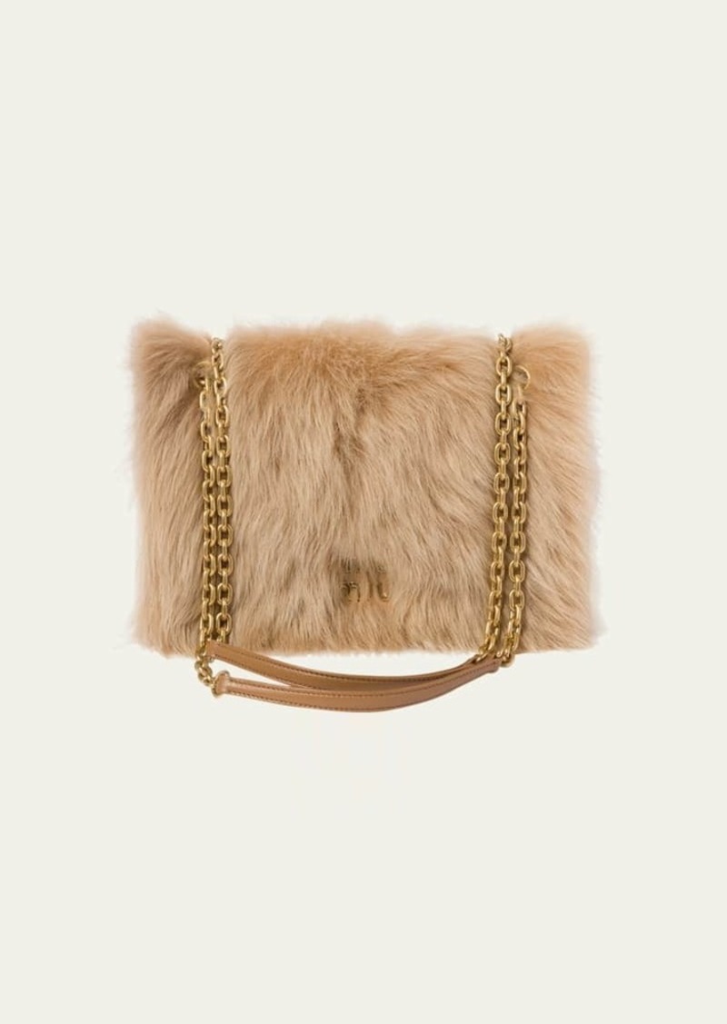 Miu Miu Shearling Flap Chain Shoulder Bag