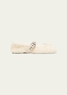 Miu Miu Shearling Mary Jane Ballerina Flats