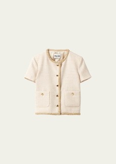 Miu Miu Tweed Cropped Short-Sleeve Jacket