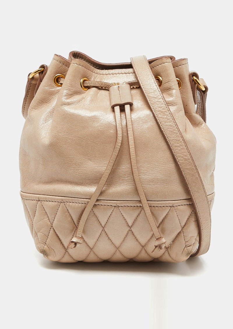 Miu Miu Vitello Shine Leather Drawstring Bucket Bag