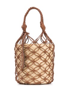 Miu Miu netted straw bucket bag