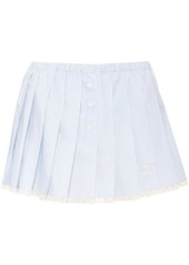 Miu Miu pinstripe embroidered-logo miniskirt