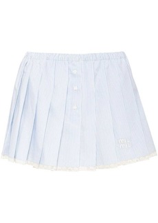 Miu Miu pinstripe embroidered-logo miniskirt