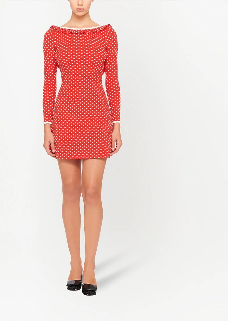 MIU MIU Scalloped bow-embellished crepe mini dress