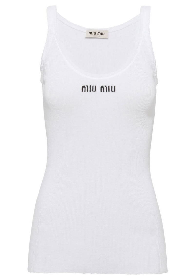 Miu Miu ribbed knit cotton tank top