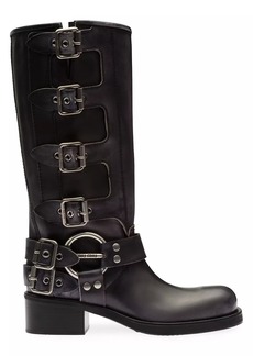 Miu Miu Stivali Variante Fondo 50MM Leather Block-Heel Boots