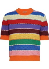 Miu Miu striped short-sleeve knitted top