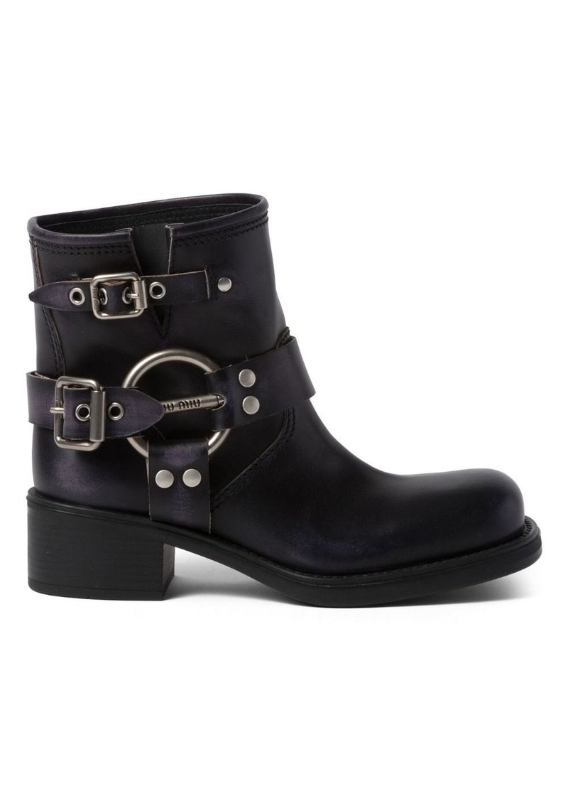 Miu Miu Vintage-Look leather ankle boots