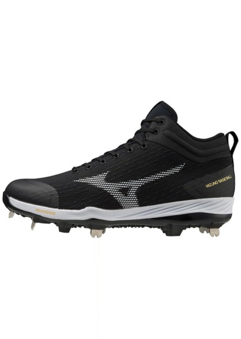 Mizuno Men's Dominant 4 MID Baseball Shoe Black-White