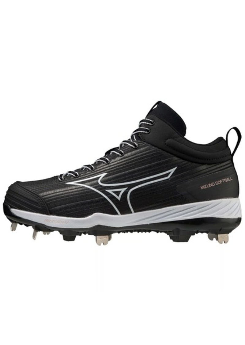 Mizuno Women's Sweep 6 Mid Softball Shoe Black-White