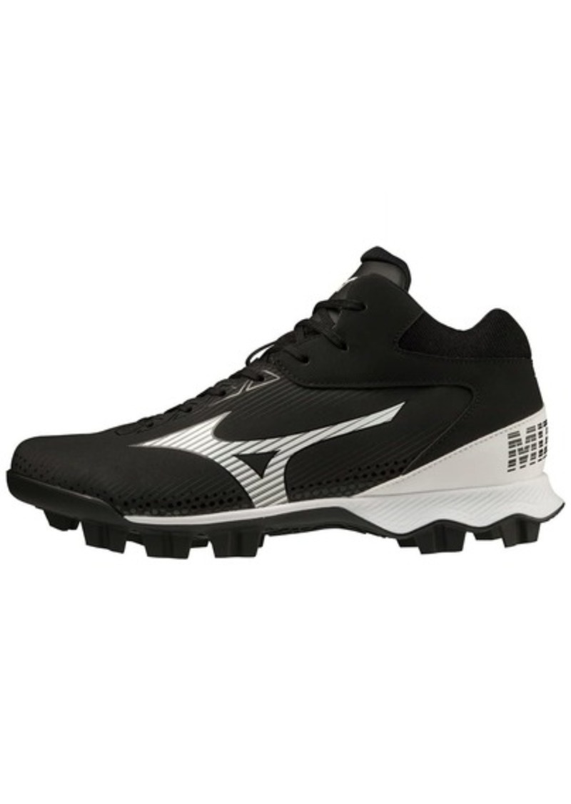 Mizuno Men's Wave Lightrevo MID Baseball Shoe Black-White